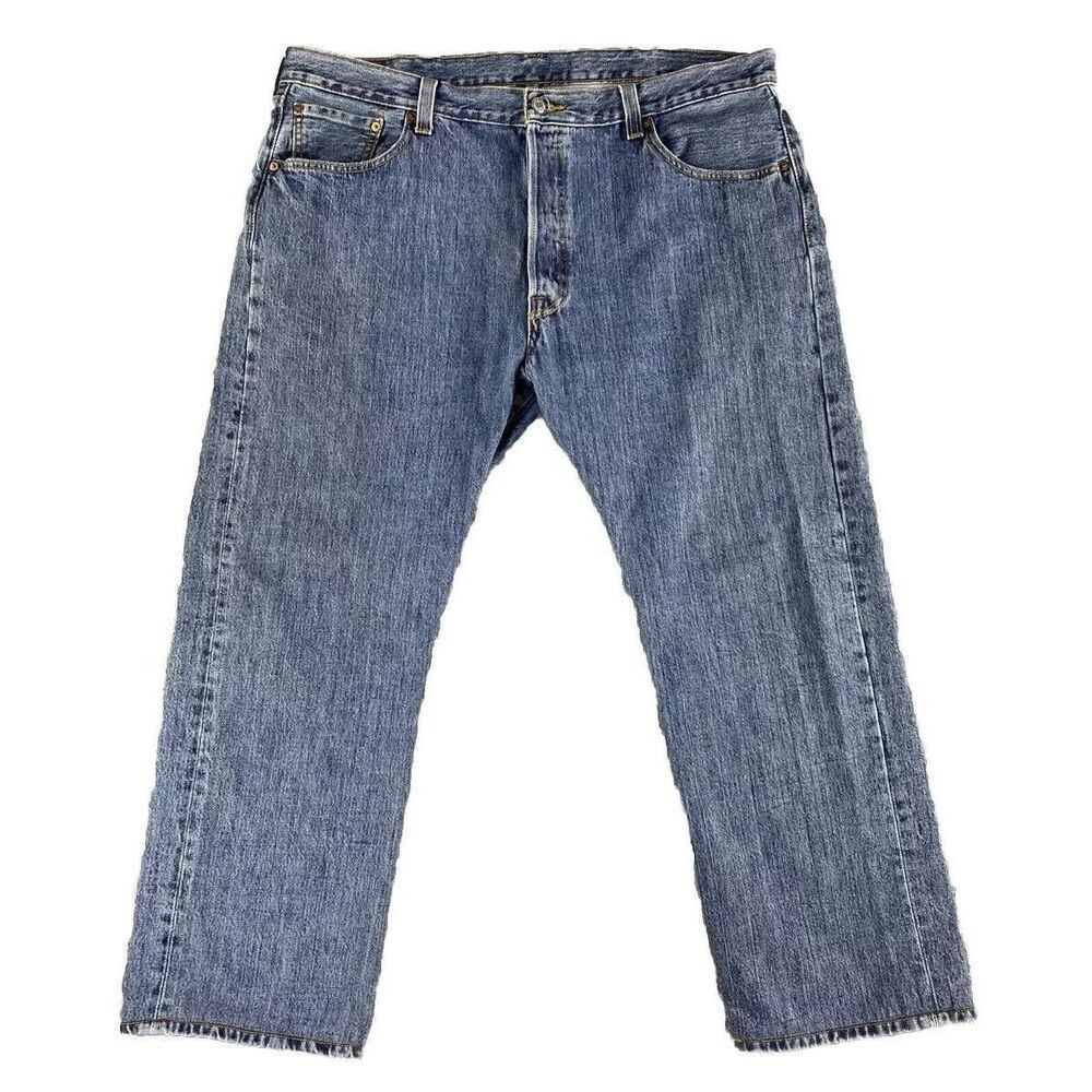 Levi's 501 Mens Jeans Button Fly Straight Leg Blue Size W40 L30
